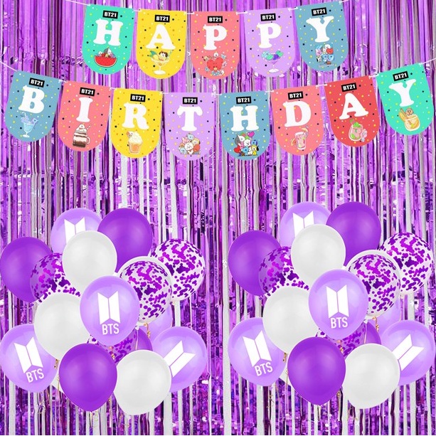 BTS Theme Party Decorations Set Purple Theme Birthday Party Combination