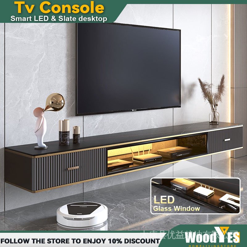 WOODYES Tv Console Rock Board Slate Tv Hanging Wall