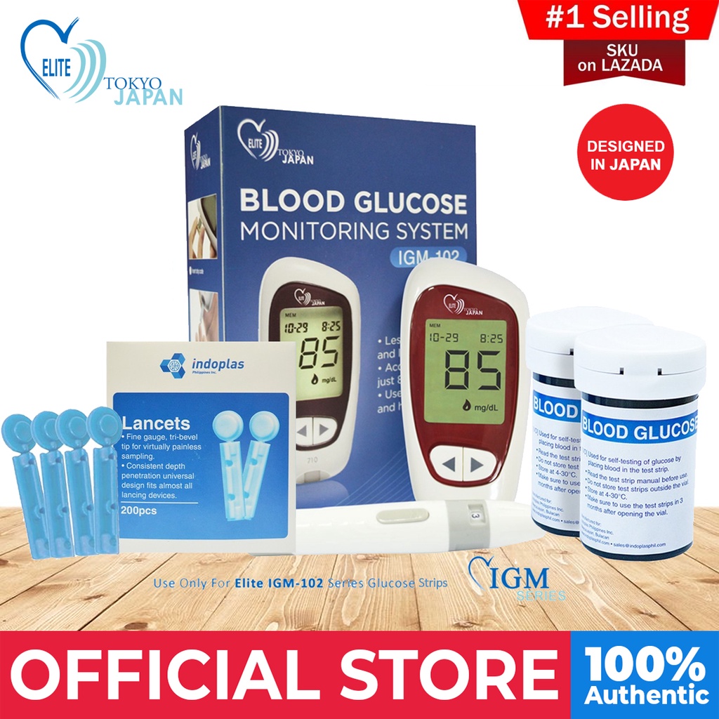 Elite Tokyo Japan Blood Glucose Meter IGM102 SET 2bcD
