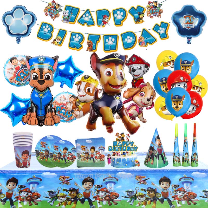 PAW Patrol Birthday Decoration Foil Balloon Disposable Tableware Dog