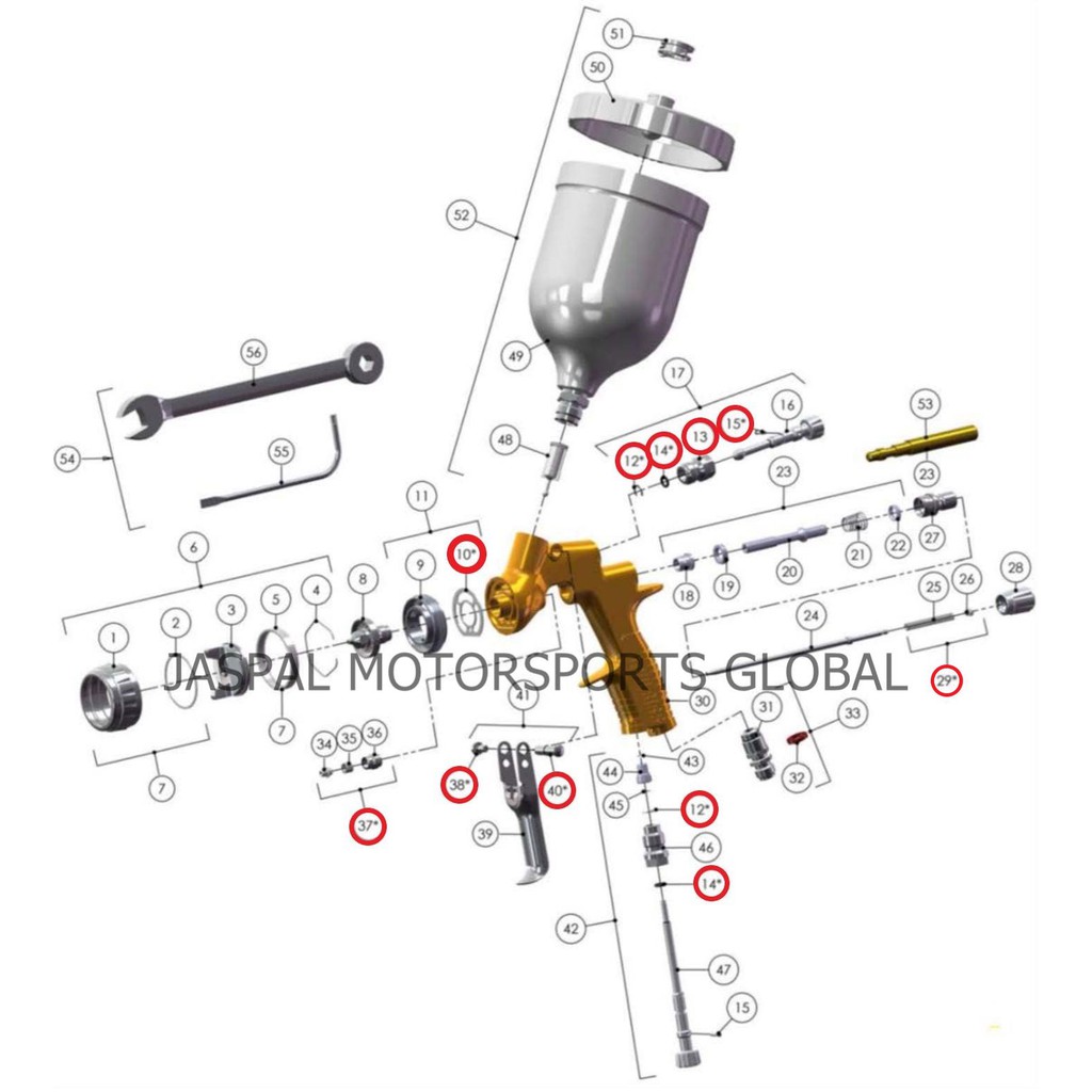 DeVilbiss GTi Pro Lite Spraygun Rebuild and Repair Kit (PRO-470) Made