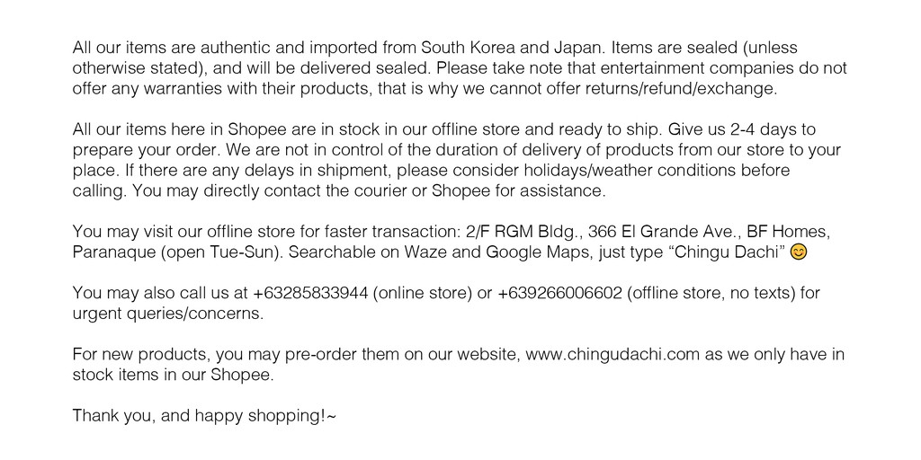 Chingu Dachi, Online Shop Shopee Philippines