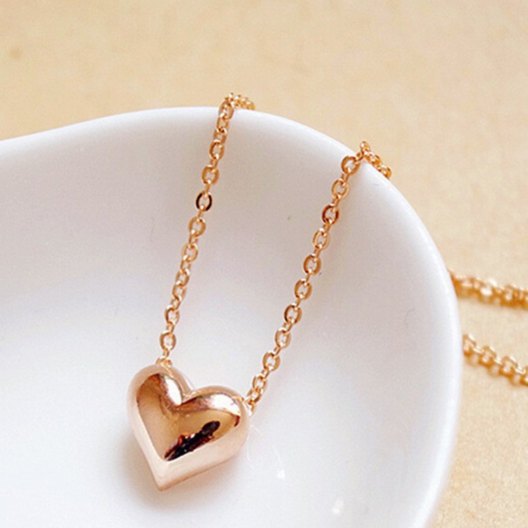 Gold Plated Heart Shape Chain Love Heart Necklace with Valentine's
