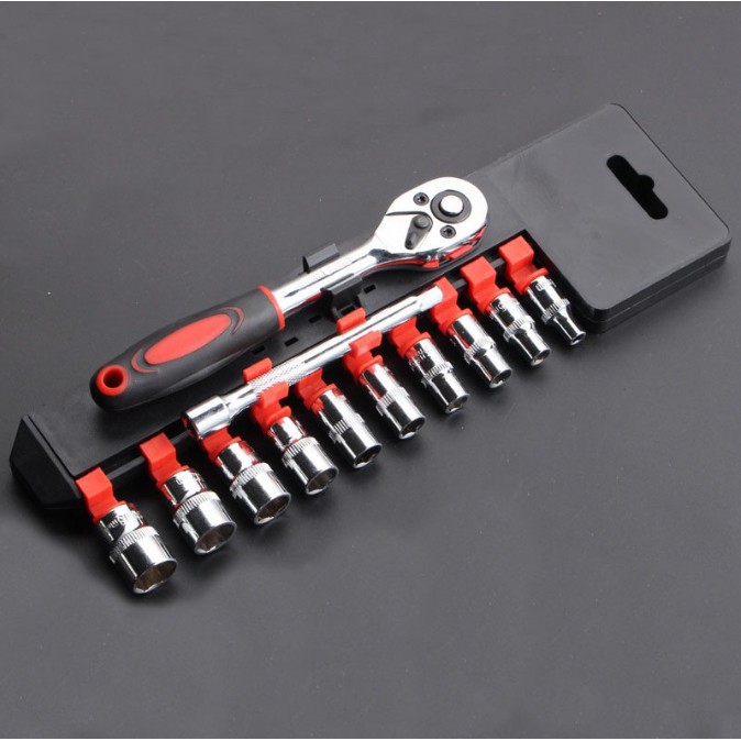 12pcs 1/4 Inch Ratchet Socket Wrench Set, Drive Set With 10 Sockets 4