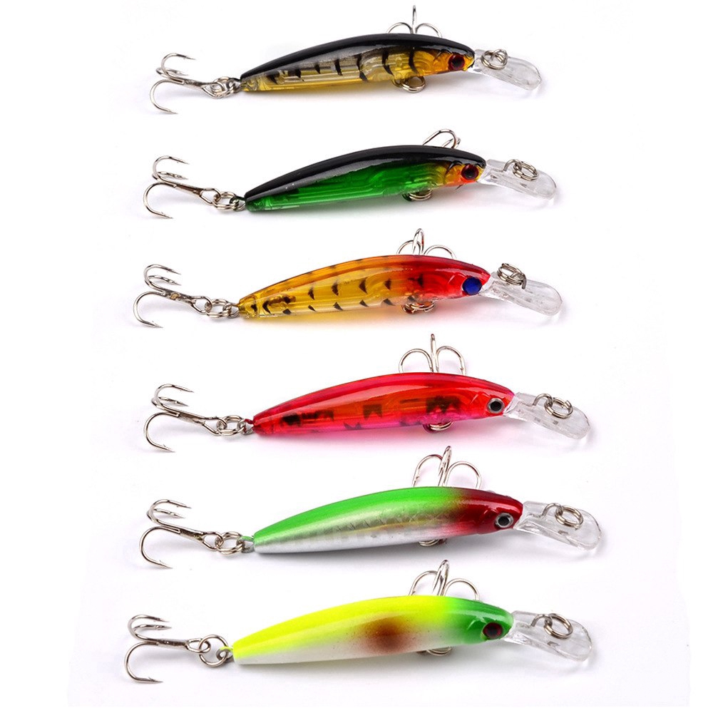 6pcs/Set Artificial Fishing Lure Hard Bait 7cm 3.3g Rattle Sound