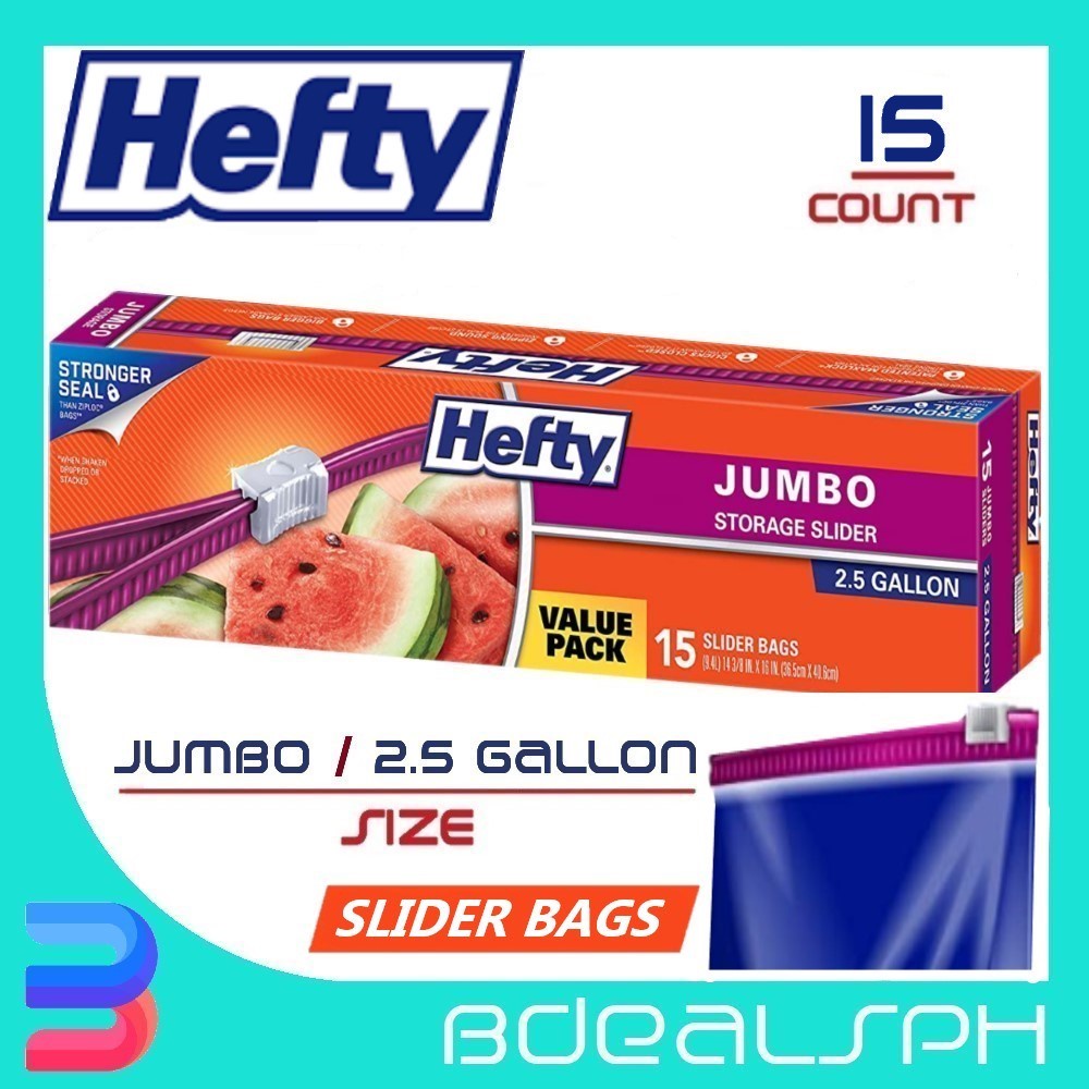 Hefty Jumbo / 2.5 Gallon Slider Storage Bags Shopee Philippines