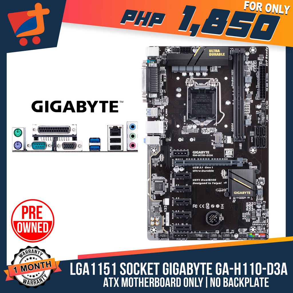 GIGABYTE GAH110D3A LGA1151 DDR4 ATX Motherboard for Intel Celeron