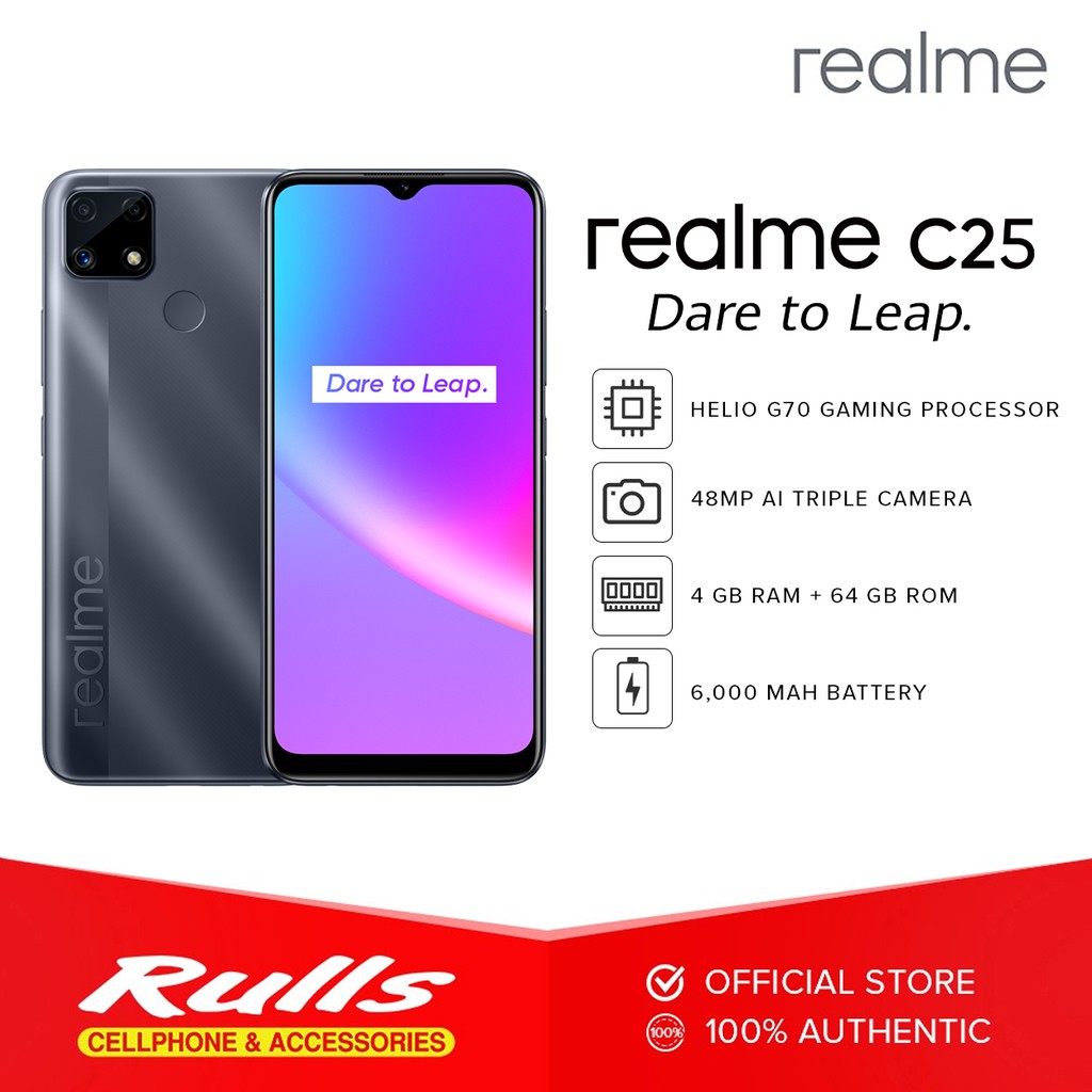 Realme C25 Smartphone 4GB RAM + 64GB ROM Helio G70 Processor 48MP