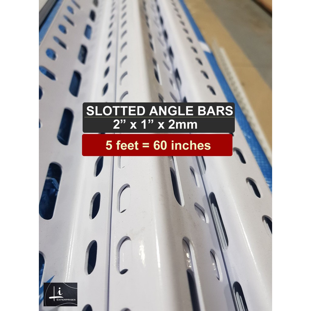 5 FEET SLOTTED ANGLE BARS (GRAY WHITE, 2" X 1.3" X 2MM) Shopee