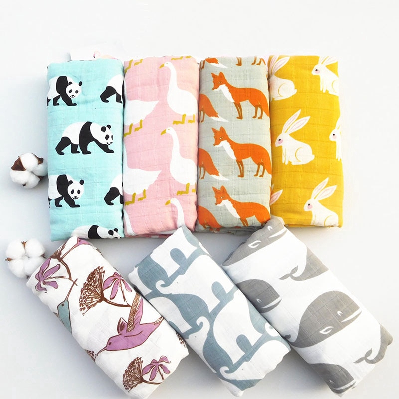 Pure cotton high quality Baby Wrap blanket , Animal printing Muslin