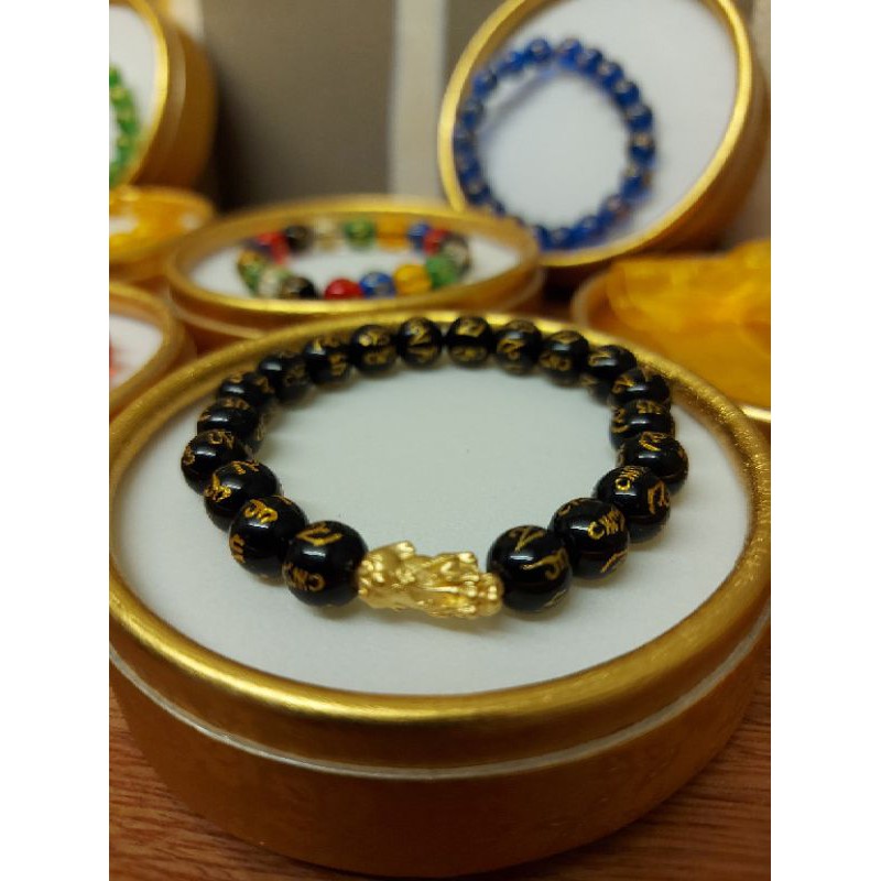 Piyao 24k Real Gold Bracelet LEGIT Black Obsidian and 18k Gold Shopee Philippines