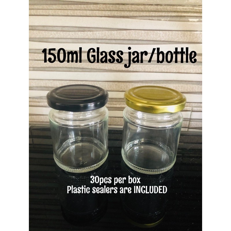 150mL Glass Jars (BOX OF 30pcs) WITH FREE PLASTIC SEALS Shopee