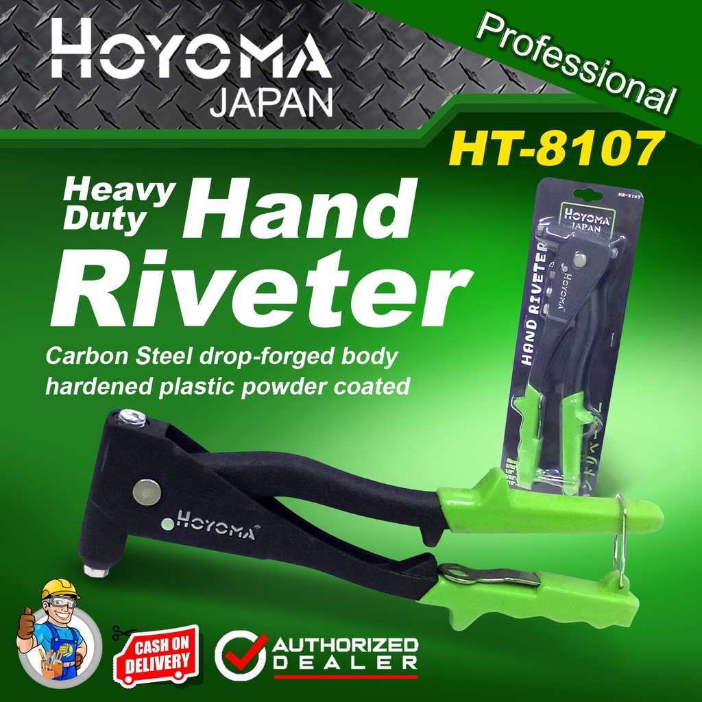 HOYOMA Japan Heavy Duty Hand Riveter (Heavy Duty, x3 Nozzles, x4