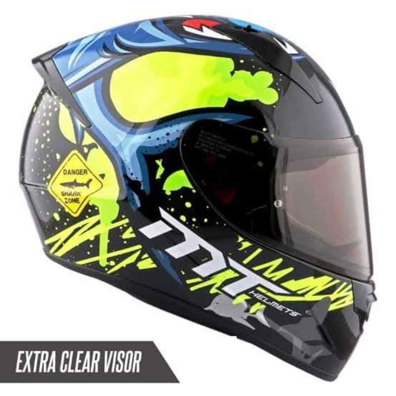 MT STINGER SHARK B1 ( G.blk/n.yellow ) SINGLE VISOR ( with free clear