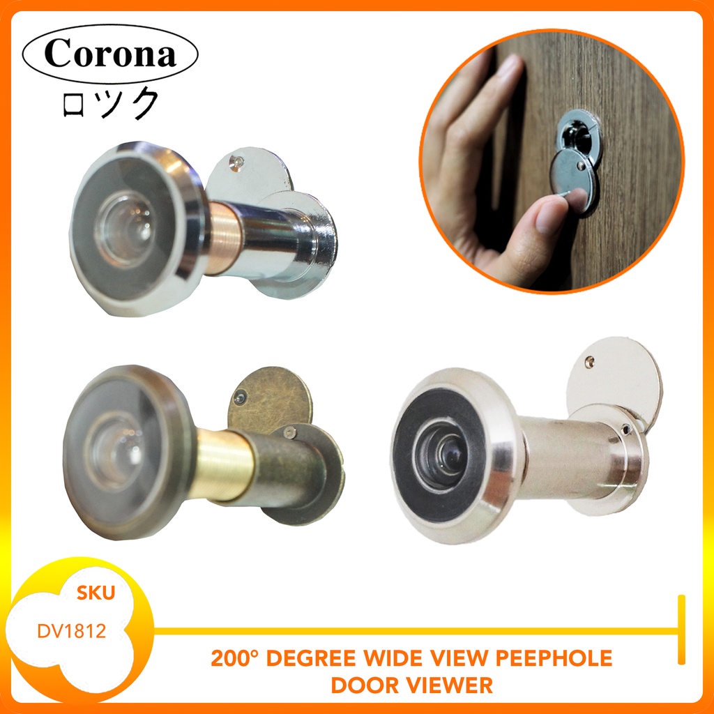 Corona Door Viewer Peephole with Cover Lens (Wide 200 Degree) Shopee