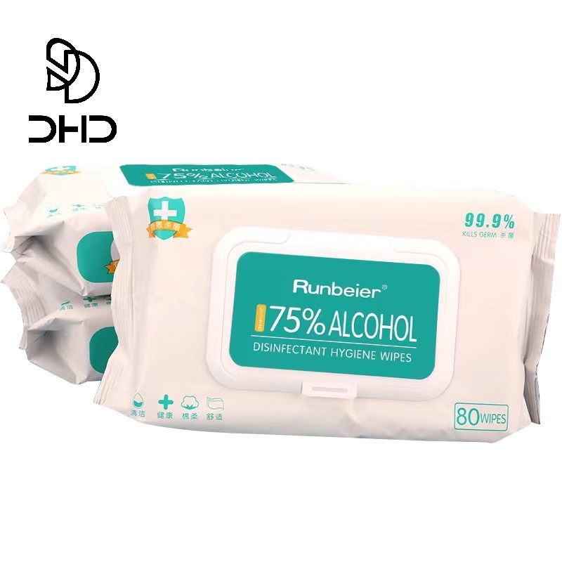 Runbeier 80pcs/pack 75 Alcohol Disinfectant Wipes Hand Sanitiser