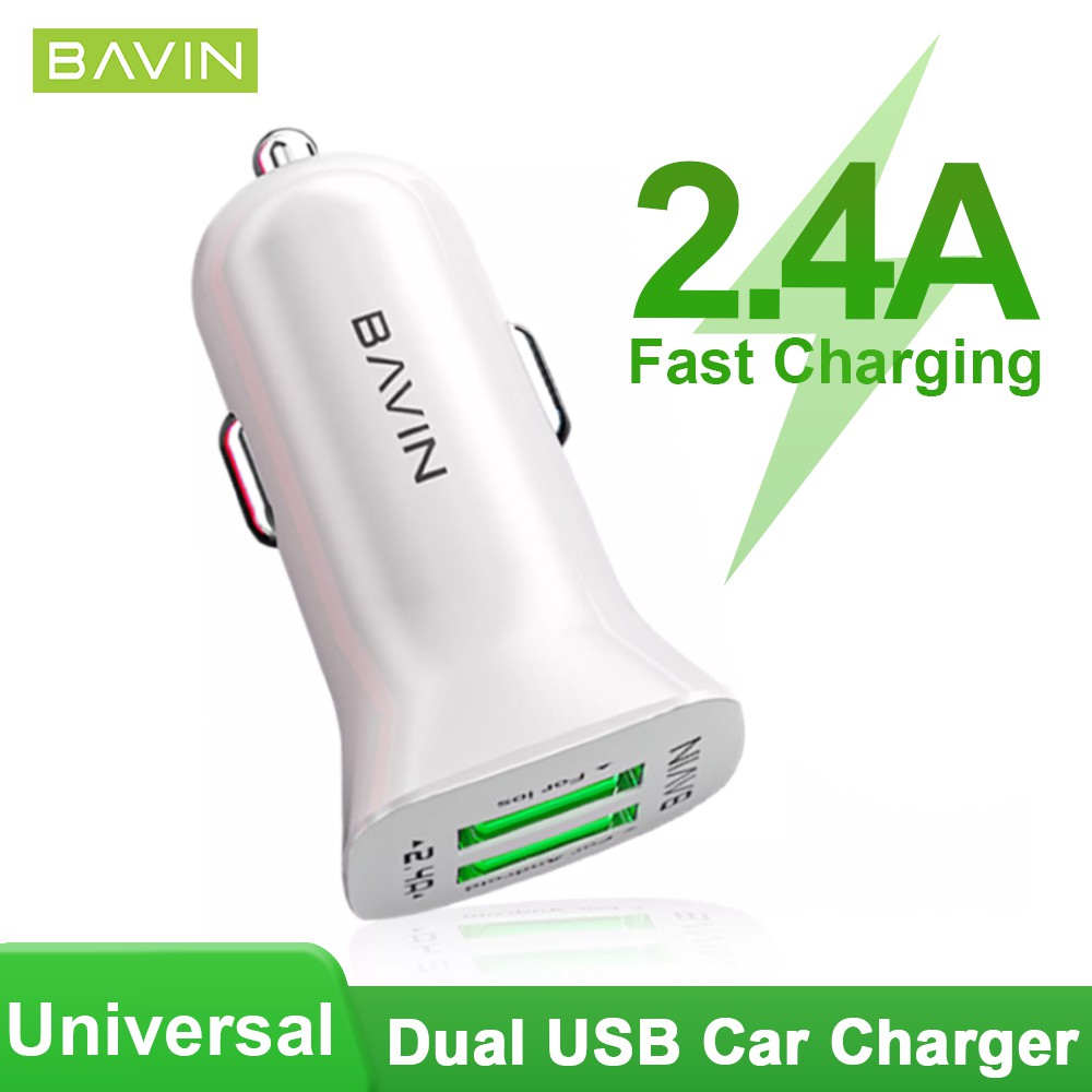 BAVIN Universal USB Car Charger 2.4A PC253 Fast Charger with Dual USB