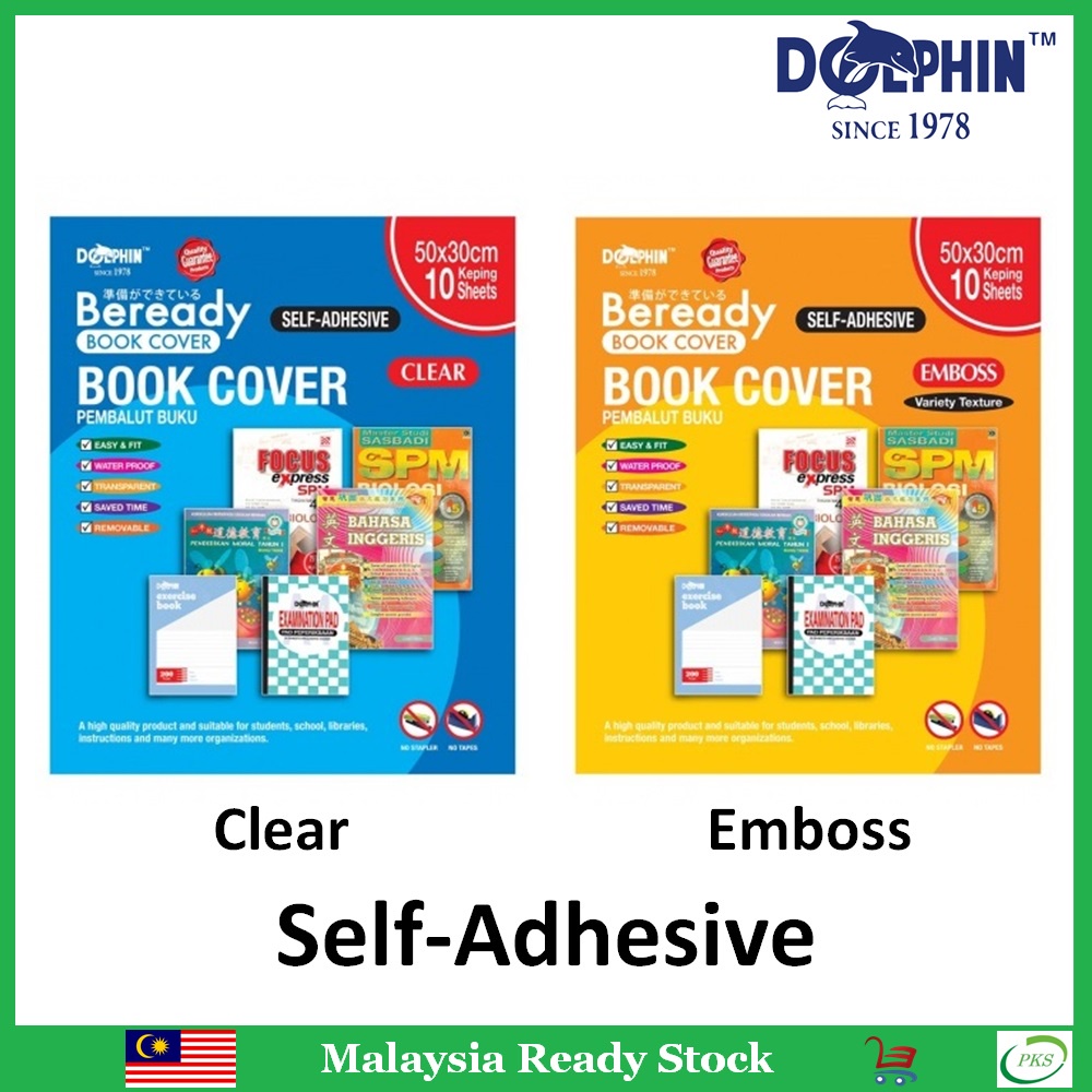 Dolphin Self Adhesive Book Cover Wrapper Pembalut Buku 10 sheets (3