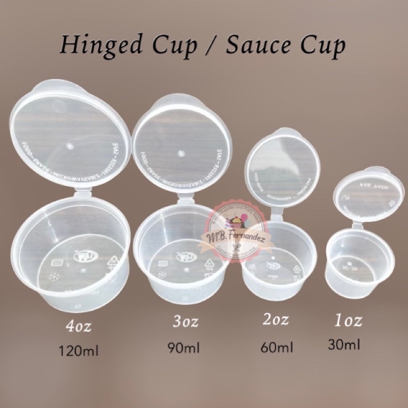 10pcs per pack Hinged Cup / Sauce Cup 30ml(1oz), 60ml(2oz), 90ml(3oz