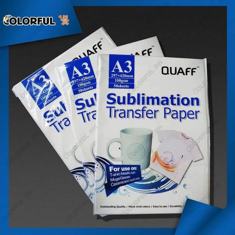 Quaff A3 Sublimation Transfer Paper 100gsm/50pcs For Inkjet Printer
