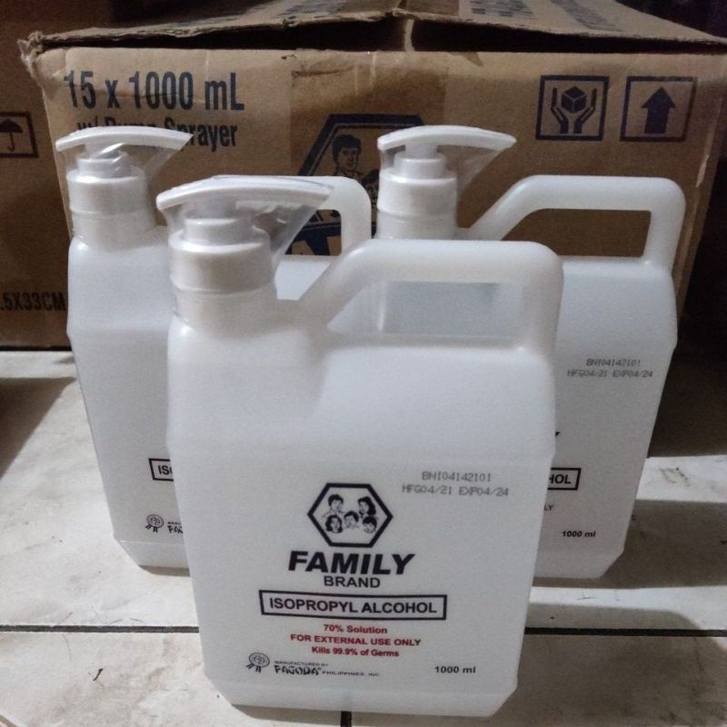 Original Family Pagoda Rubbing Alcohol 70 1liter 1000ml with spray