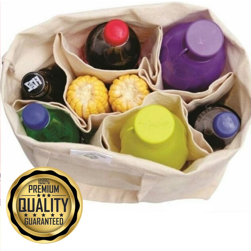 Reusable Canvass Tote Bag with lots of Pockets Shopee