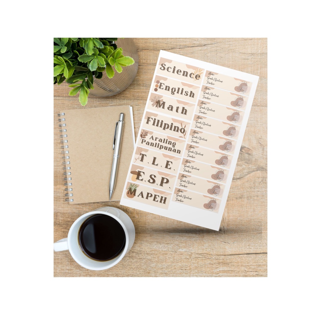 BROWN AESTHETIC SUBJECT AND NAME STICKER SET Shopee Philippines