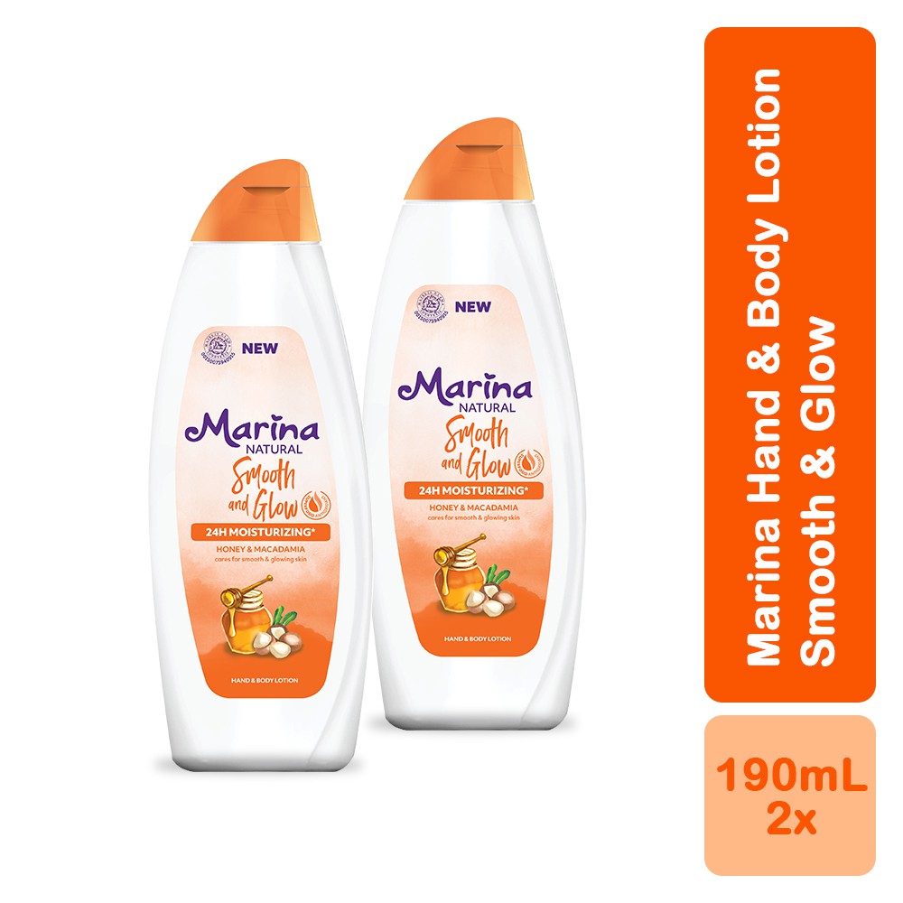 2 Pack of Marina Hand & Body Lotion Natural Smooth & Glow 190ml Shopee Philippines