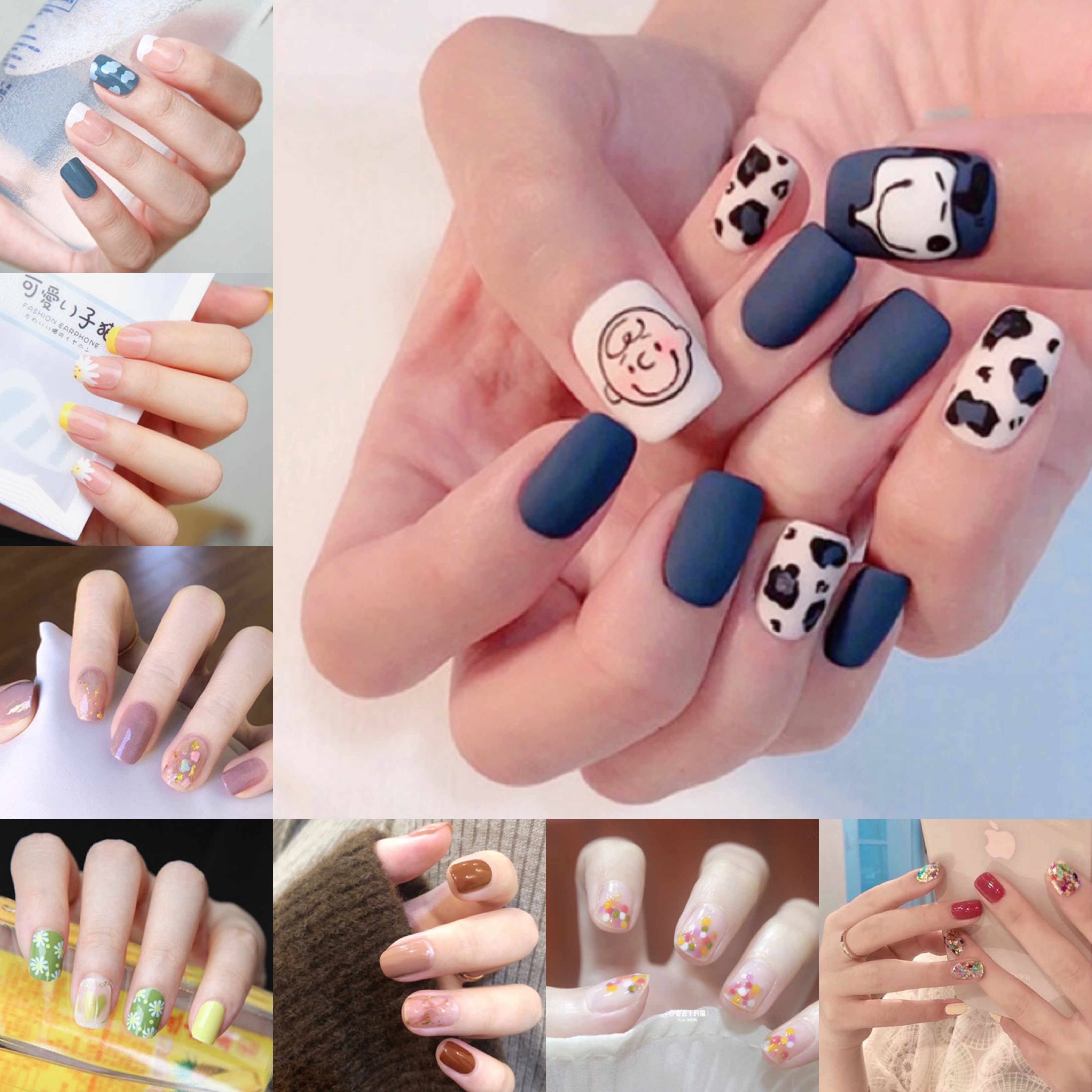 24PCS Cute Fake False Nails with Free Glue Manicure R081