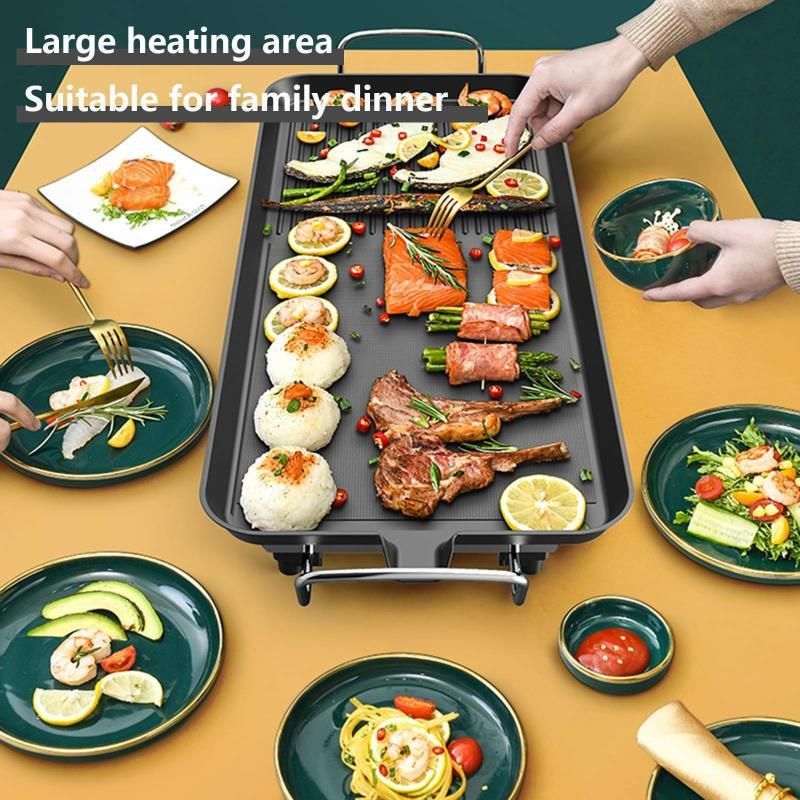 Korean Electric Grill BBQ Pan Non Stick Barbecue Roast Smokeless