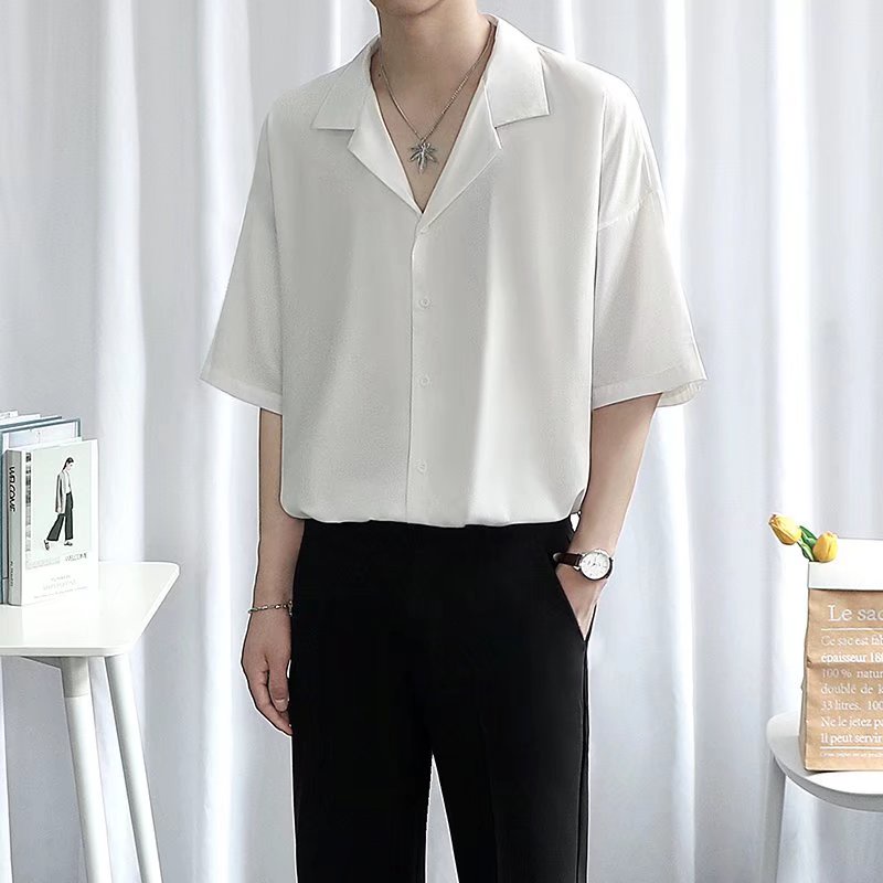 Korean Shirt for Men Summer Loose Breathable and Comfortable Short Top