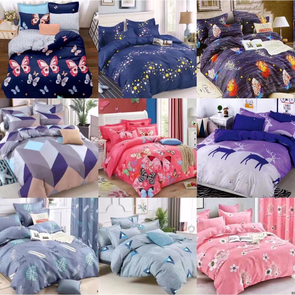 4in1 Canadian Cotton Bedsheet Queen Size Beddings 2PC Pillowcase 1PC Flat Sheet 1PC Fitted Sheet