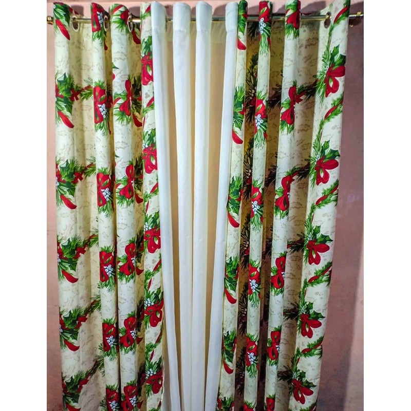 christmas curtains (set of 3) with 8 grommet rings Shopee Philippines