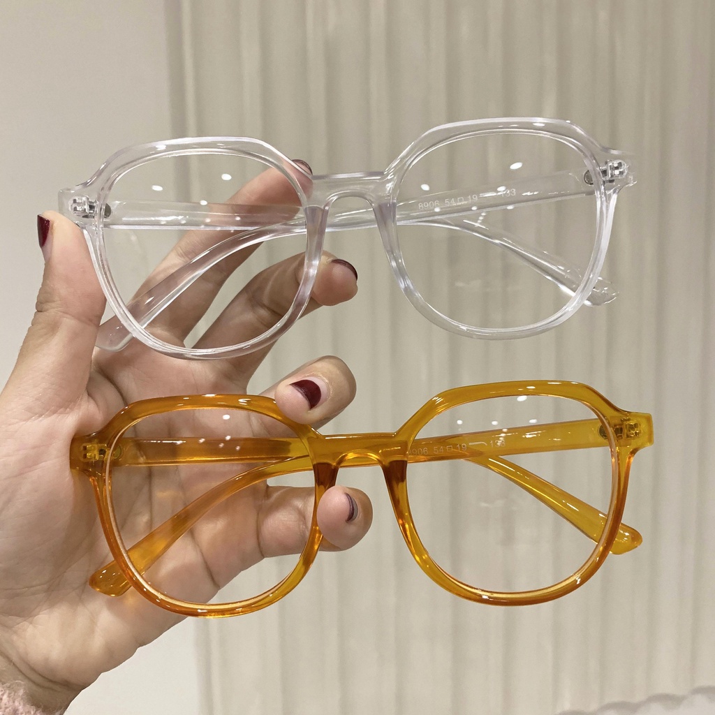 Thick frame orange glasses frame round face show thin INS hot