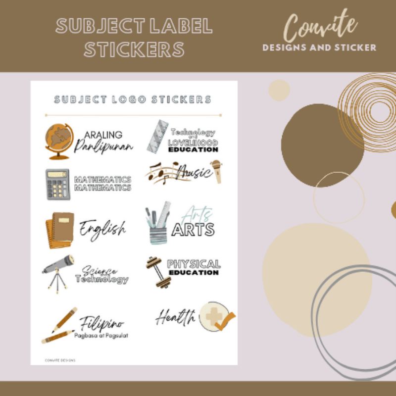 CONVITE minimalist Subject Label Stickers Shopee Philippines