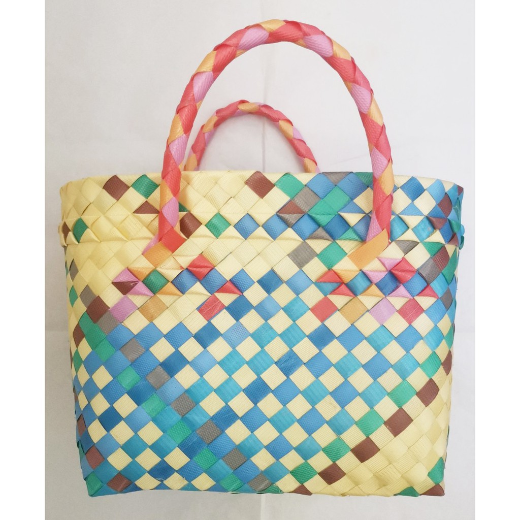 Ladladlandph 1 Pc Filipino Famous Native Bayong Bag Colored Plastic