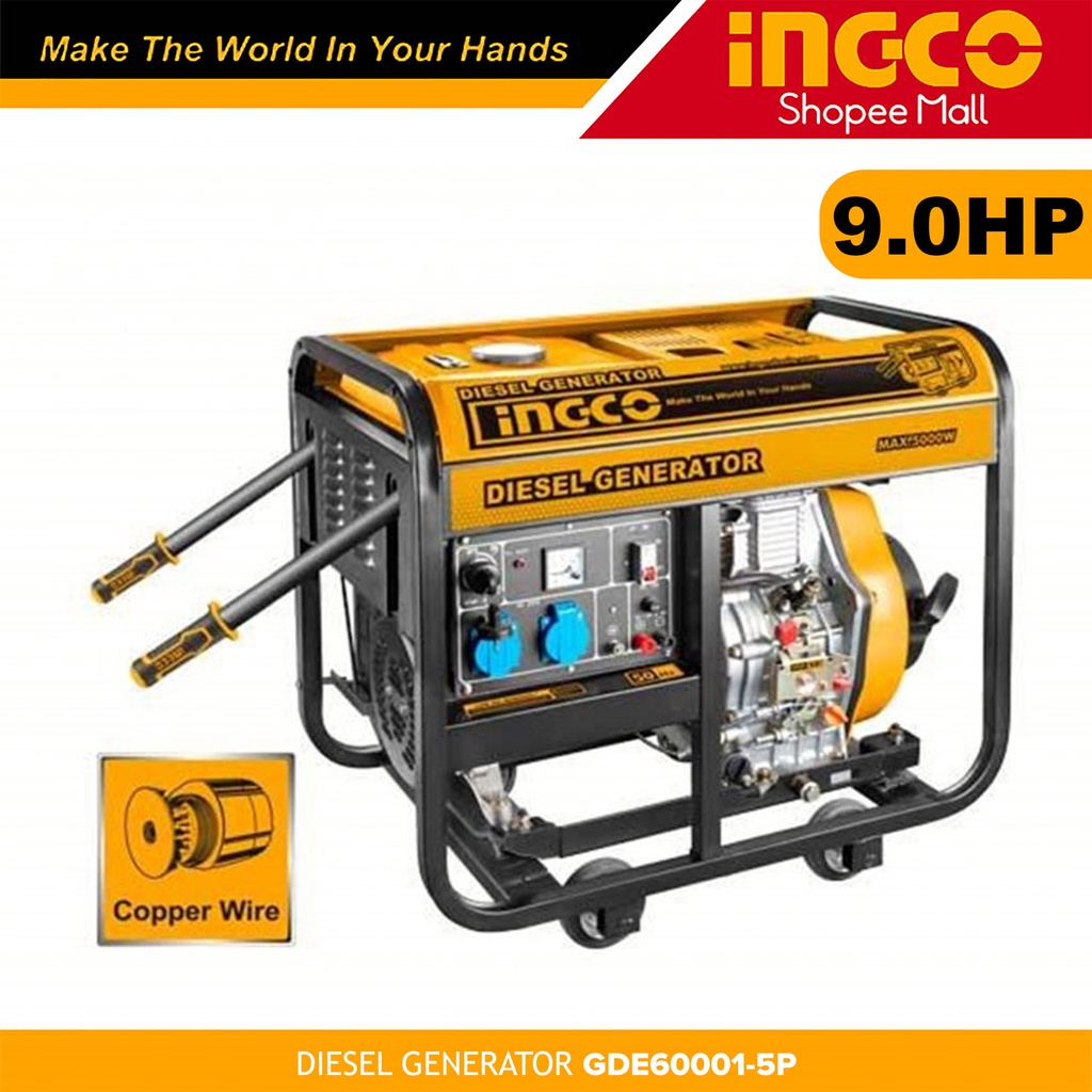 INGCO GDE600015P 6KVA Diesel Generator 15L 6000W _P Shopee Philippines