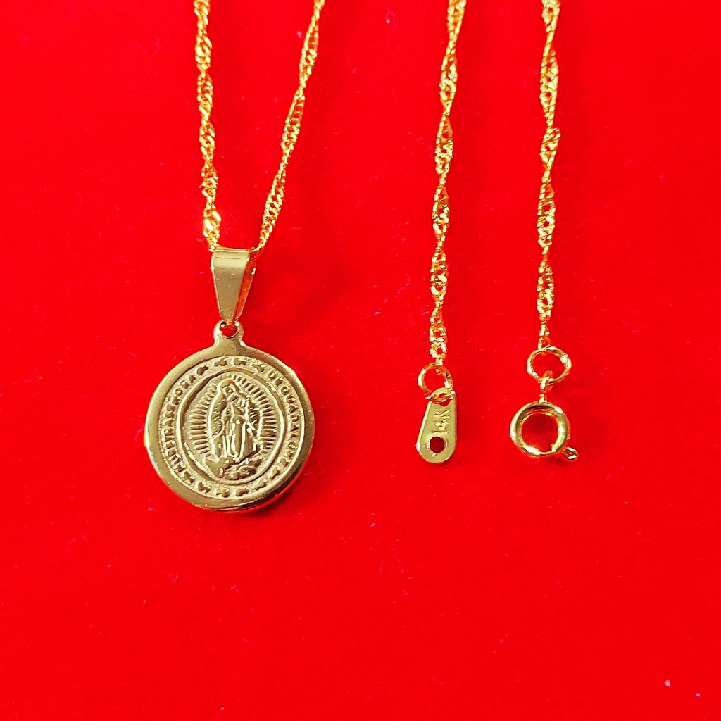 14k Bangkok Gold Mama Mary Immaculate Necklace With Pendant Free Box