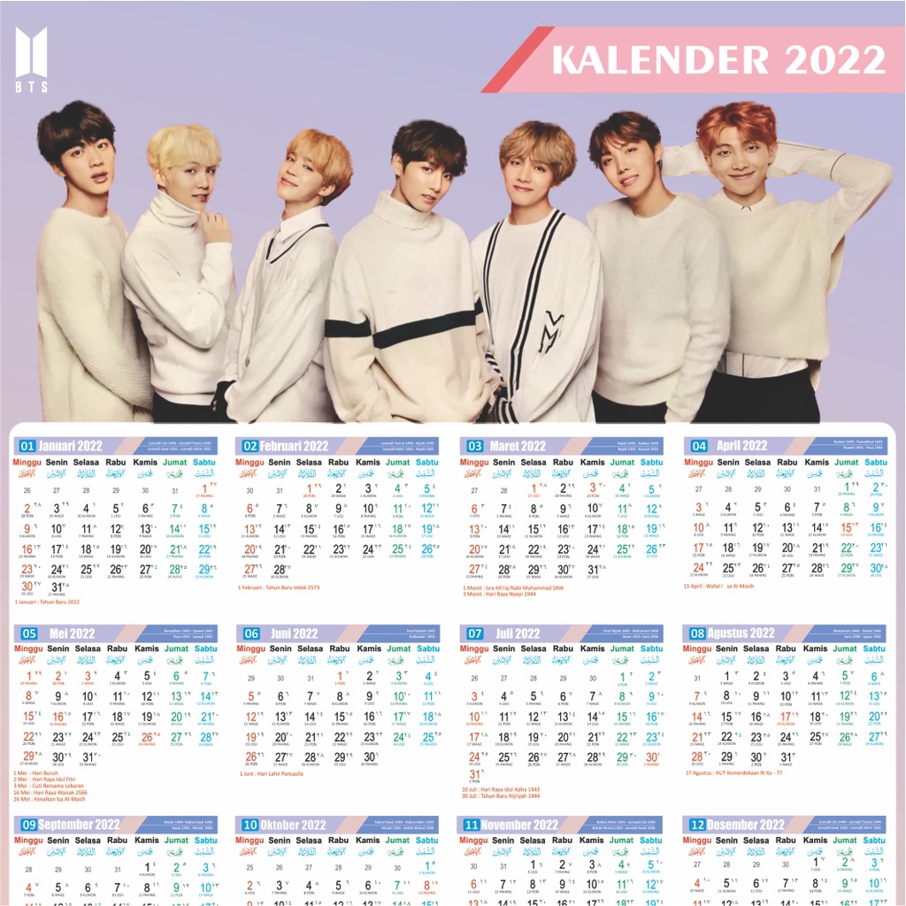 Kalender 2022 Kustom Character Of Children Bts Bt21 Cute Cartoon | Shopee  Philippines