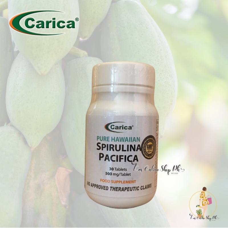 Carica Pure Hawaiian Spirulina Pacifica Tablets Bottle of 30 Tablets