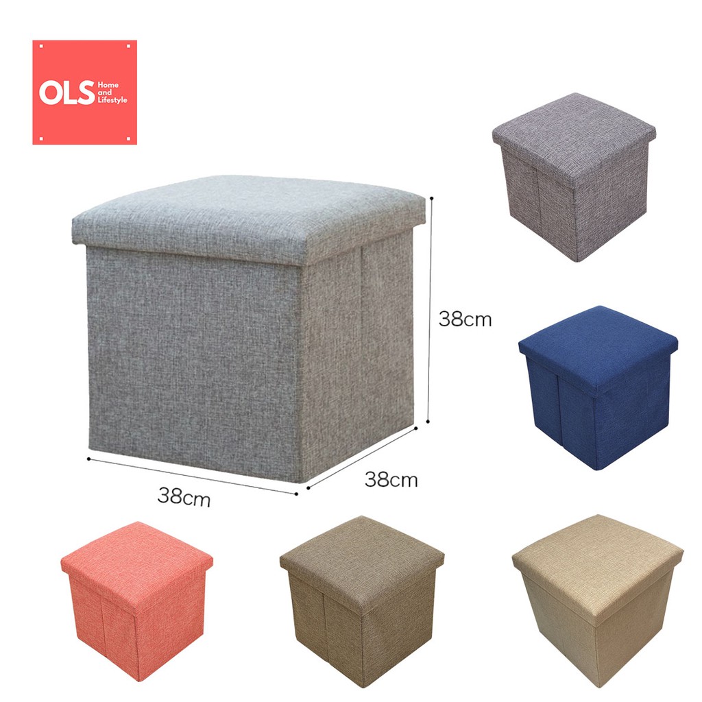 OLS Storage Box Chair Ottoman Foldable Storage Stool 38x38x38 Footrest