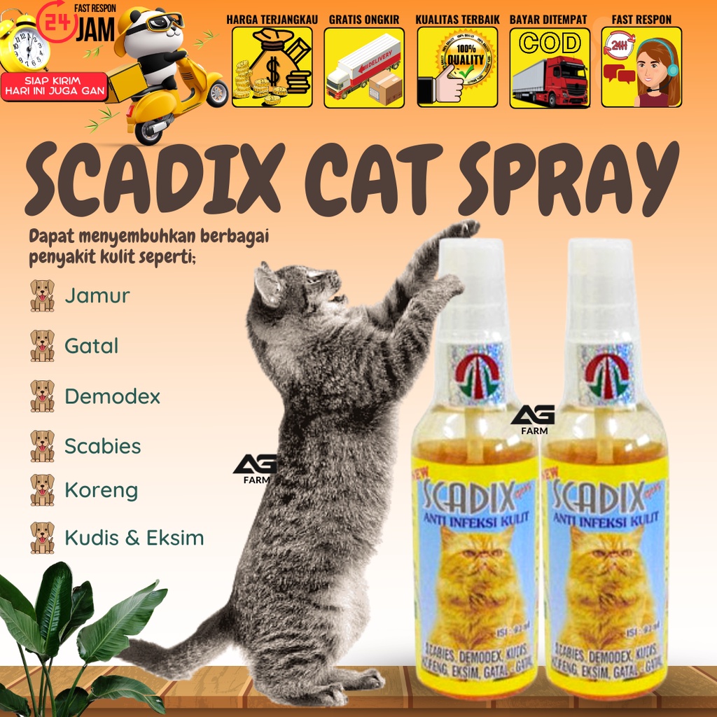 Scadix SPRAY CAT Anti Itching Medicine For CAT Skin Scabies Demodex Fried Scabies Itching