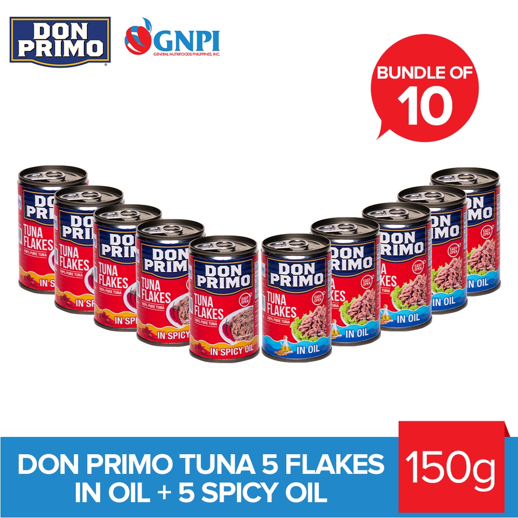 Don Primo Tuna 5 Flakes in Oil + 5 Spicy Oil (Set of 10) 150g