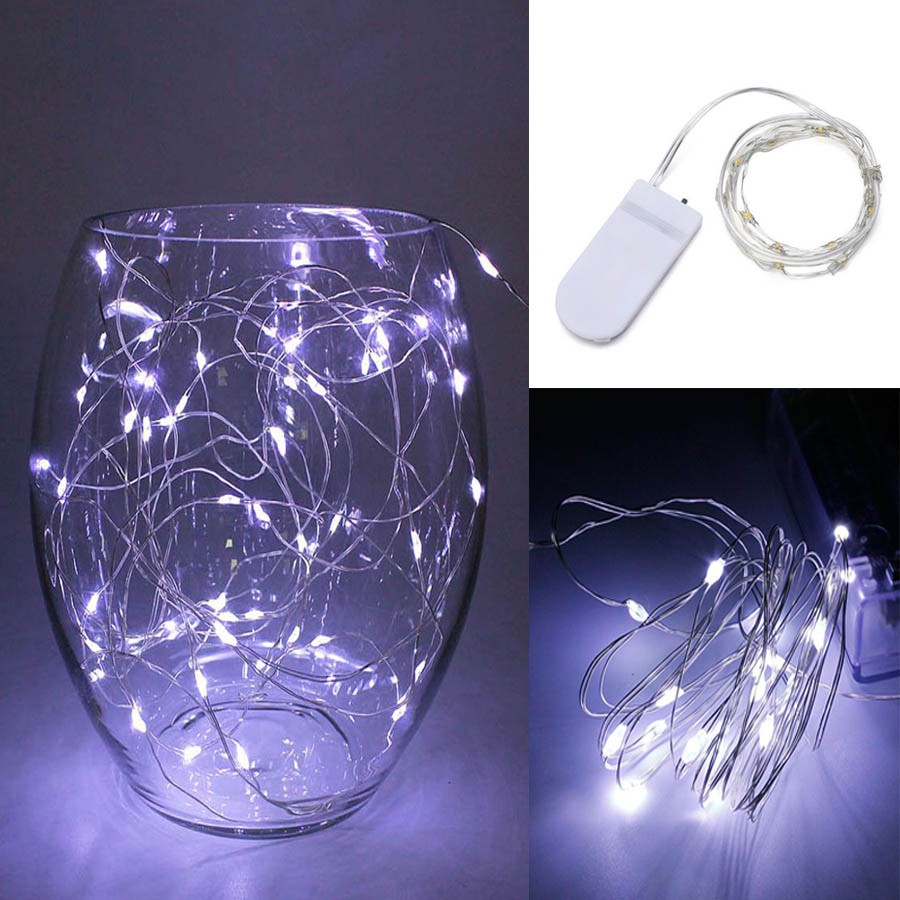 1M 10 LED Fairy Light Micro String Christmas Lights White Battery