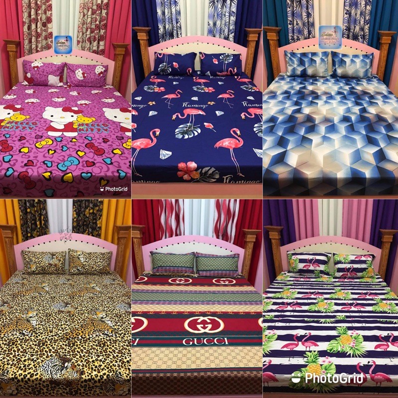 Fitted Bedsheet with 2 Pillowcases 3in1 Canadian Cotton Shopee Philippines
