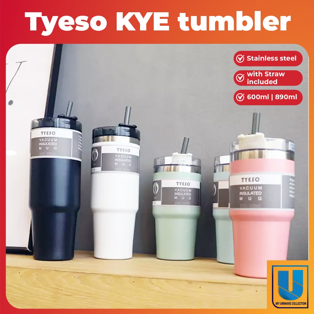 Tyeso KYE vacuum insulated tumbler with straw 600ml 890ml Shopee