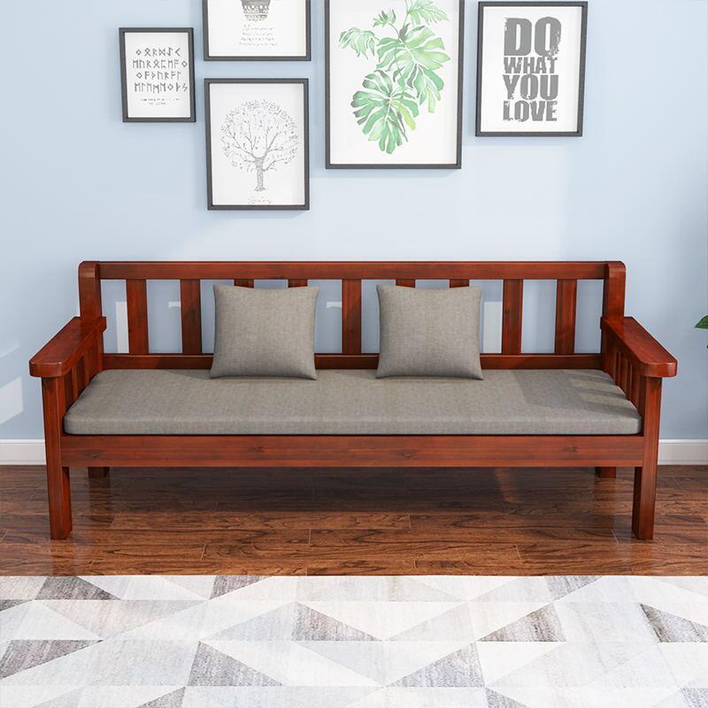 Retro brown solid wood sofa bench balcony leisure bench double solid