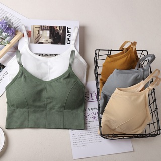 LSJ Korean adjustable shoulder strap bra with padded sports yoga