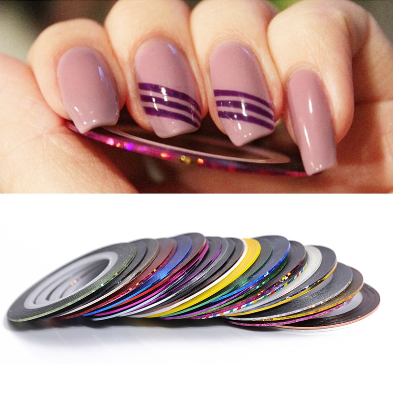 20 Colors 1mm Nail Strip Tape Line Nail Art Decal Nail Decoration Nail