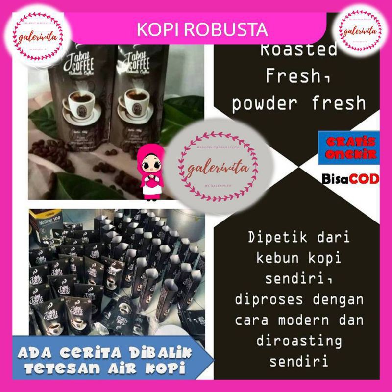 HITAM Robusta Coffee Theme 100 Grams / Pure Black Coffee Powder Robusta / Original Robusta